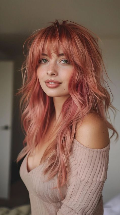 32 Cherry Blonde Hair Color Ideas To Rock This Season’s Hottest Trend Unique Hair Colour Ideas, Women’s Long Hairstyles, Platinum Blonde Hair With Color Pop, Newest Hair Trends 2024, Dark Peach Hair, Cherry Blonde Hair, Light Red Hair Color, Cherry Blonde, Pick Hair