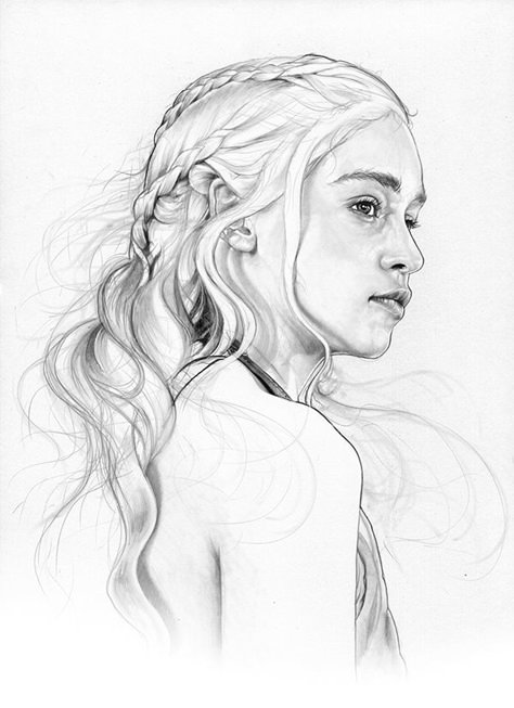 Emilia Clarke Daenerys Targaryen Khaleesi. Game of Thrones Character Drawings. To see more art and information about Corbyn S. Kern click the image. Star Wars Characters Drawings, Game Of Thrones Drawings, Dessin Game Of Thrones, Game Of Thrones Artwork, Targaryen Art, Gra O Tron, Game Of Throne, Game Of Thrones Art, Drawing Faces