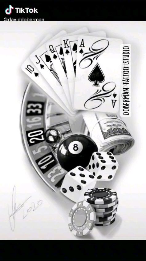 Life’s A Gamble Tattoo Design Stencil, Poker Tattoo, Casino Tattoo, Vegas Tattoo, Card Tattoo Designs, Gambling Tattoo, Chicano Tattoos, Forarm Tattoos, Men Tattoos Arm Sleeve