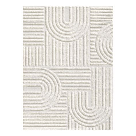 Jenell White Area Rug Geometric Carpet Design, Art Deco Carpet, Texture Carpet, Motif Art Deco, White Rectangle, Floor Heating, White Carpet, Art Deco Patterns, The Ivy