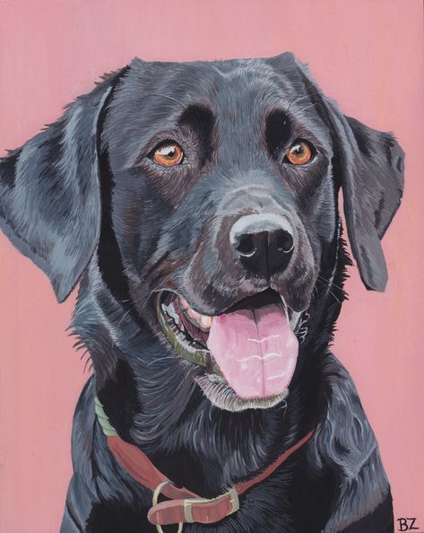 Black Labrador Portrait, Black Lab Illustration Art, Black Lab Acrylic Painting, Black Dog Painting Easy, Black Lab Painting Acrylic Easy, Black Dog Oil Painting, Black Dog Acrylic Painting, Black Labrador Art, Black Lab Drawing