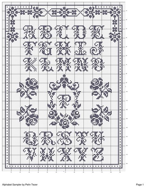 Cross Stitch Monograms Patterns, Cross Stitch Corner Border, Cross Stitch Monogram Patterns, Roses Border, Cross Stitch Border, Cross Stitch Borders Corner, Cross Stitch Vintage, Alphabet Cross Stitch, Vintage Alphabet