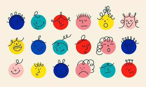 Happy Family Cartoon, Happy Face Icon, Avatar People, Smile Character, Face Doodles, Face Smile, Smile Icon, Emoji Design, Doodle Characters