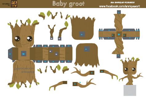 Groot Papercraft Marvel Papercraft Templates, Groot Craft, Papercraft Marvel, Lucky Charms Marshmallows, Scrapbook Printables Free, Diy Gift For Bff, Disney Printables, Paper Toys Template, Papercraft Printable