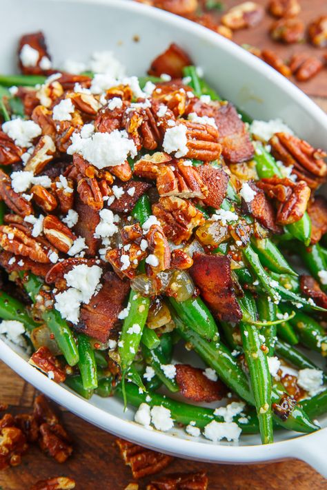 Dijon Green Beans, Beans With Bacon, Dijon Sauce, Closet Cooking, Best Thanksgiving Side Dishes, Green Beans With Bacon, Goat Cheese Recipes, Thanksgiving Recipes Side Dishes, Candied Bacon