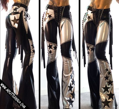 Traje Cowgirl, Fashion Alternative, Heavy Metal Fashion, Wrestling Gear, Ruched Leggings, Metal Fashion, Silver Lace, Alternative Clothing, Drawing Clothes