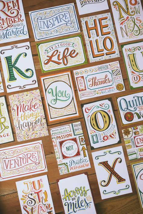 Letters from ABC is a set of postcards inspired by the 26 letters of the alphabet. Abbey Sy, Hand Lettering Envelopes, Typography Drawing, Letters Of The Alphabet, Typo Design, Abc Poster, Creative Lettering, Alphabet Book, Lettering Styles