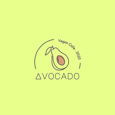 Avocado Logo Design Ideas, Vegan Cafe Logo, Avocado Logo Design, Graphic Moodboard, Gc Logo, Avocado Farm, Mango Logo, Korean Shop, Avocado Art