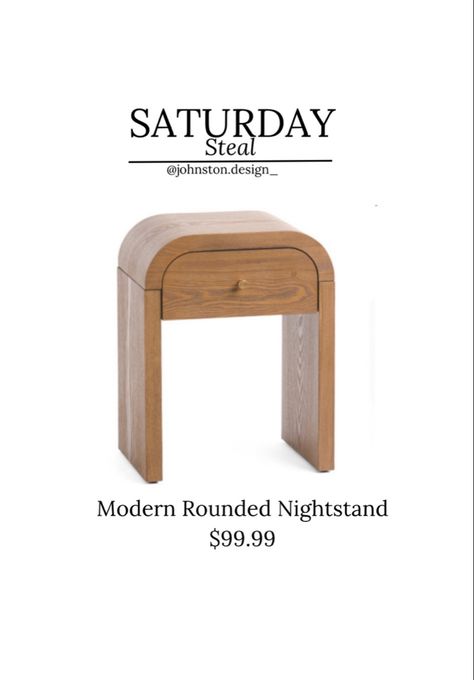 Wood nightstand modern organic Organic Modern Nightstand, Diy Round Table Base, Table Base Ideas, Diy Round Table, Johnston Designs, Curved Nightstand, Curved Side Table, Nightstand Modern, Round Table Base