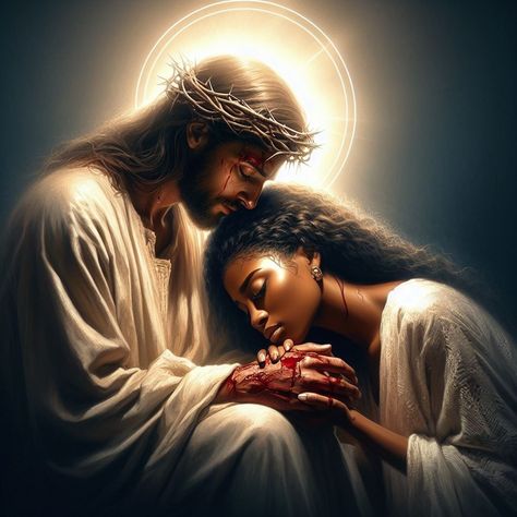 Praying Woman Pictures Black Art, Woman Of God Vision Board, Black Woman Of God Aesthetic, Praying Woman Pictures, Black Jesus Christ Images, Woman Preaching, Black Love Paintings, Jesus Holding Me, Prayer Warrior Woman