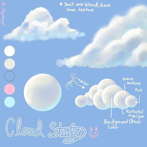 How To Shade Clouds, How To Draw Clouds Digital, Clouds Drawing Simple, Cloud Drawing Tutorial, Digital Art Clouds, Cloud Digital Art, How To Draw Clouds, Drawing Clouds, Cloud Tutorial