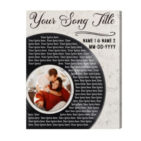 Personalized Wall Art With Song Lyrics And Photo On Vinyl Record, Music Lyrics Wall Art, Unique Gift For Husband Check more at https://itthemovie.com/product/personalized-wall-art-with-song-lyrics-and-photo-on-vinyl-record-music-lyrics-wall-art-unique-gift-for-husband/ Paper Anniversary Gifts, Vinyl Records Music, Lyrics Wall Art, Wall Art Paper, Personalized Canvas Print, Paper Gifts Anniversary, Paper Anniversary, 1st Anniversary, Anniversary Gifts For Him