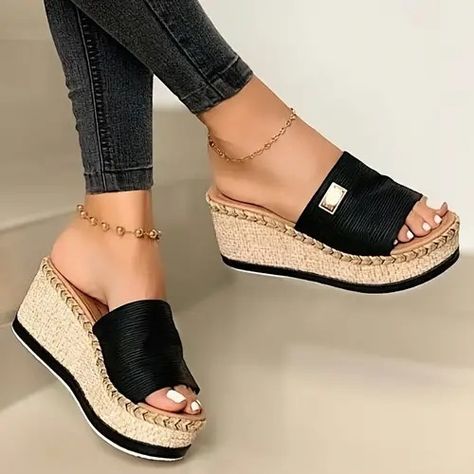 Temu | Affiliate Program Comfy Wedges Sandals, Summer Sandals Heels, Women Platform Sandals, Fashion Shoes Heels, Platform Flip Flops, Summer Wedges, Womens Sandals Wedges, Heel Slippers, Wedge Heel Sandals