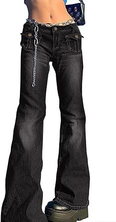 Low Rise Jeans, Cargo Jeans, Low Rise, Wide Leg, Trousers, Pants