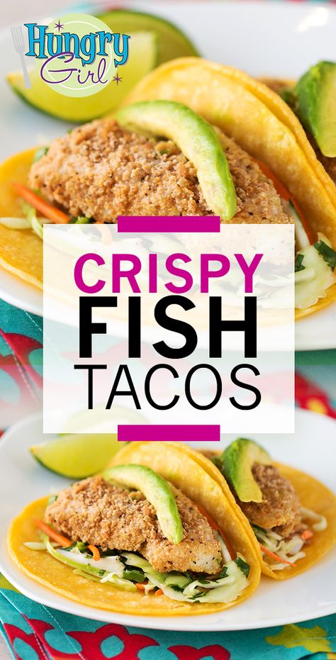 Ww Fish Tacos Weight Watcher Recipes, Low Calorie Fish Tacos, Crispy Fish Tacos, Fried Fish Tacos, Fish Taco Recipe, Healthy Fish Tacos, Fish Dinners, Healthy Taco, Grilled Fish Tacos