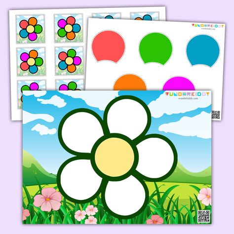 Educational Games For Preschoolers, Flower Games, Printable Games For Kids, Pattern Activities, Printable Flower, Activity Sheets For Kids, Learning Games For Kids, Preschool Age, Learn Colors