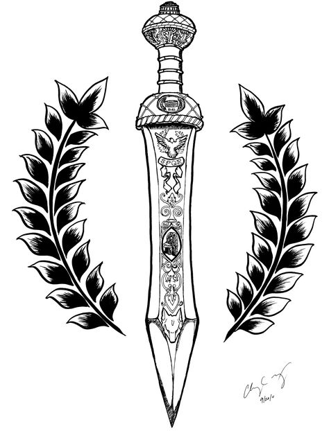 Roman gladius sword Roman Gladius Tattoo, Gladiator Tattoo Swords, Gladius Tattoo, Roman Art Tattoo, Ancient Rome Tattoo, Roman Empire Tattoo, Tattoo Gladiator, Spqr Tattoo, Rome Tattoo