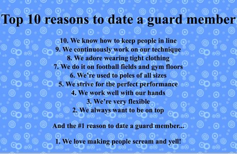 this only makes sense if your in color guard..... Color Guard Competition Checklist, Colorguard And Drumline, Color Guard And Drumline Couples, Color Guard Problems, Color Guard Bag Essentials, Color Guard Tosses, Color Guard Tricks, Color Guard Workouts, Color Guard Tips