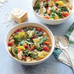 Summer Minestrone Soup | MyRecipes.com A gentle simmer keeps the vegetables in the soup slightly firm, so they maintain their texture during freezing and reheating. Summer Minestrone, Freezer Soups, Summer Soup Recipes, Minestrone Soup Recipe, Cooking Light Recipes, Freezer Friendly Meals, Summer Soup, Minestrone Soup, Veggie Soup