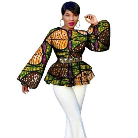 African Tops For Women, Puff Sleeve Tops, African Bazin, Dress Stores, African Ladies, African Tops, African Print Clothing, African Dashiki, Custom Made Clothing