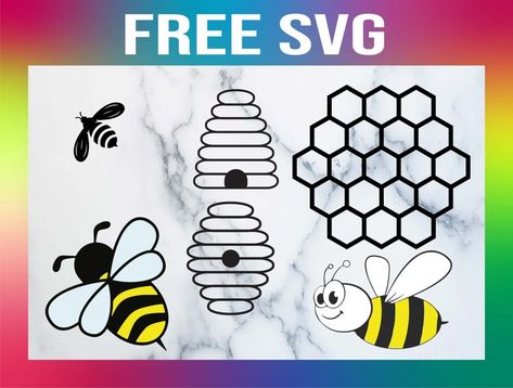 Beehive Craft, Stencils Printables Templates, Bee Hive Craft, Bee Silhouette, Bee Svg, Bee Free, Cartoon Bee, Free Cartoons, Bee Crafts