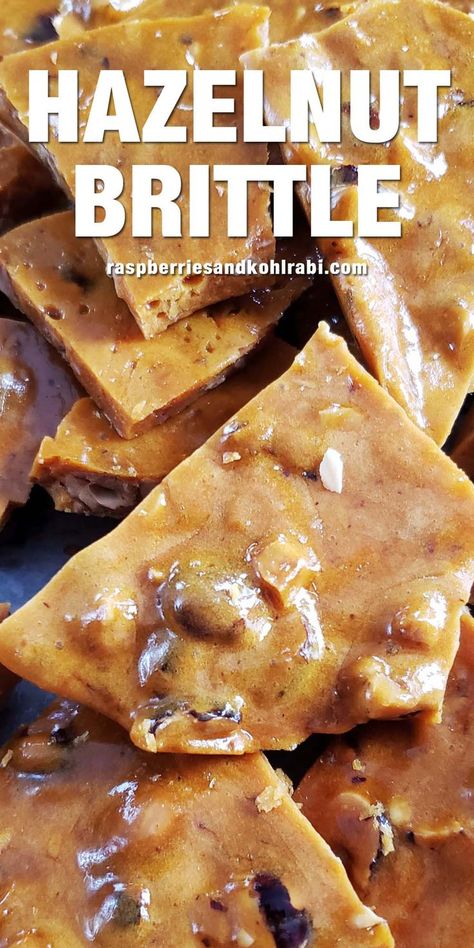 Broken pieces of hazelnut brittle. Hazelnut Chocolate Candy, Hazelnut Brittle Recipe, Fresh Hazelnut Recipes, Walnut Brittle Recipe Easy, Roasting Hazelnuts In Oven, Shelled Hazelnut Recipes, Candied Hazelnuts Recipe, Hazelnuts Recipes, Nutty Desserts