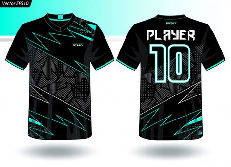 Sports jersey template for team uniforms... | Premium Vector #Freepik #vector #mockup #fashion #t-shirt #football Team Sport Shirt Design, Jersey Design Futsal, Sports Jersey Template, Volleyball Jersey Design, Sports Uniform Design, Cricket T Shirt Design, Jersey Futsal, Team Shirt Designs, Jersey Template