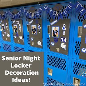 Confessions of a Sports Mama: Team Mama Idea: Decorate Your Athlete's Locker for Senior Night! Sports Locker Decorations, Volleyball Locker Decorations, Athletic Locker, Locker Room Decorations, Football Locker Decorations, Soccer Locker, Volleyball Locker, Senior Night Football, Basketball Cupcakes