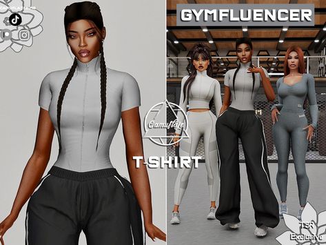 The Sims Resource - GYMFLUENCER Collection - T-Shirt Ts4 Cc Workout Clothes, Ts4 Workout Clothes, Sims 4 Compression Shirt, Sims 4 Active Wear Cc, Sims 4 Cc Tracksuit, Sims 4 Cc Gym Clothes, Sims 4 Workout Cc, Nike Suit, Sims4 Lookbook