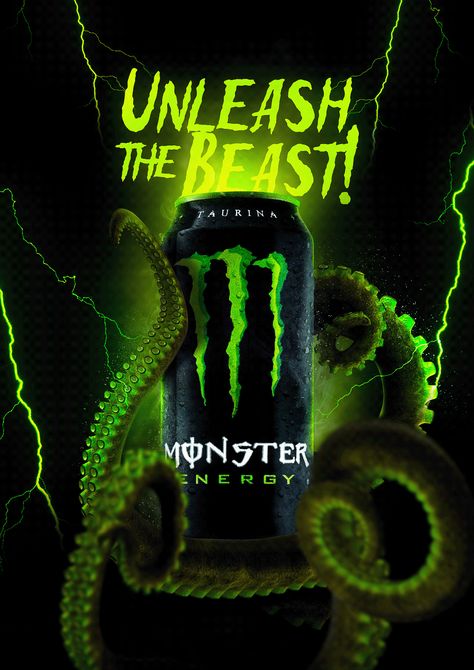 Monster Energy Drink Poster, Monster Drink Poster, Energy Drink Poster Design, Monster Graphic Design, Monster Energy Poster, Monster Energy Wallpapers Aesthetic, Coke Wallpaper, Energy Drink Poster, Monster Energy Aesthetic