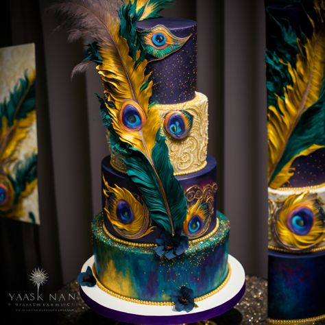 What a beautiful Mardi Gras cake. Hope it taste as good as it looks. Baby Neck Float, Mardi Gras Cake, Naming Ceremony Decoration, Peacock Cake, 1st Birthday Party Decorations, Naming Ceremony, Mardi Gras Party, Ceremony Decorations, 1st Birthday Parties