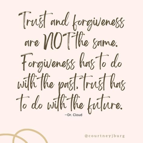 Love this quote by Dr. Cloud. It perfectly illustrates the key difference between forgiveness & trust! “Forgiveness is often something that someone may ask of you or expect from you as a means of moving on and forgetting what has happened. However, trust is what they are really seeking, and trust is something that must be built with both parties involved. Forgiveness is a powerful tool in YOUR journey, and you can choose to forgive others' actions on your own without needing their permission.” Codependency Healing, Trust Quotes, Forgive And Forget, To Forgive, Moving On, I Need You, Trust Me, Love This, Inspirational Quotes