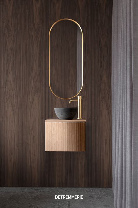 Discover our new Wood Collection! The fine, vertical wooden slats are trending in bathroom interiors and create a luxurious feeling. Add some concrete basins and your bathroom will look exclusive and unique! Discover the entire collection on our website. #detremmerie #bathroomfurniture #bathroomtrends #bathroominspiration #badkamerinterieur #badkamerdesign #bathroominterior #bathroominteriordesign Concrete Basin, Bathroom Trends, Wood Bathroom, Wooden Slats, In Bathroom, Bathroom Furniture, Bathroom Inspiration, Bathroom Interior Design, Bathroom Interior