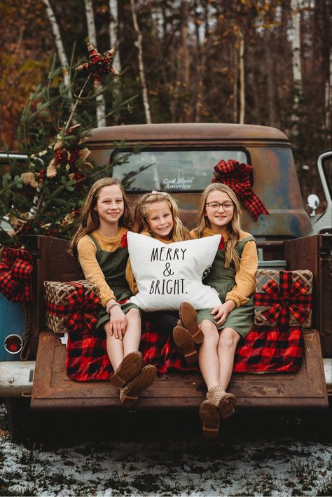 Vintage truck christmas photos Truck Christmas Pictures, Red Truck Christmas Pictures Family, Truck Christmas Photoshoot, Holiday Truck Photoshoot, Christmas Pictures With Old Truck, Truck Bed Christmas Photoshoot, Christmas Truck Photoshoot, Old Truck Photo Shoot Family Pics, Red Truck Christmas Pictures