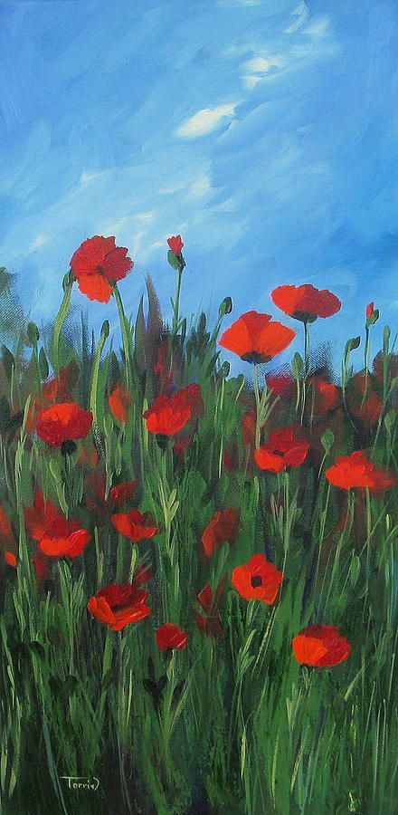 Poppy Flower Painting, Poppies Painting, Field Art, Poppy Art, Poppy Painting, Tableau Art, Poppy Field, Amazing Art Painting, Flower Art Painting