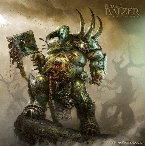 Warhammer - Nurgle Lord of Chaos - (c) Games Works by helgecbalzer on DeviantArt Nurgle Cultist, Nurgle Art, Warhammer Nurgle, Lord Of Chaos, Chaos Warrior, Warhammer Chaos, Warhammer Fantasy Roleplay, 40k Chaos, Chaos Lord