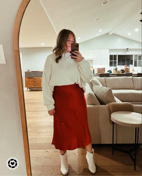 #ltk #ootd #outfit #christmas #christmasoutfit #partyoutfit Red Skirt Outfits, Easy Street Tunic, Red Long Skirt, Outfit Christmas, Easy Street, Long Red, Red Skirts, Xmas Party, Ootd Outfit