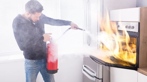 Fire Prevention Week, Fire Stock, Types Of Fire, Clean Plates, Fire Damage, Fire Prevention, Kitchen Oven, Fire Extinguishers, Meal Delivery Service