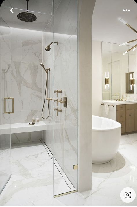 Wallpaper Bathroom Ideas, Master Bathrooms Luxury, Bathroom Aesthetics, White Marble Bathrooms, Luxury Master Bathrooms, Wallpaper Bathroom, Organization Bathroom, Bathroom Paint Colors, Luxury Shower