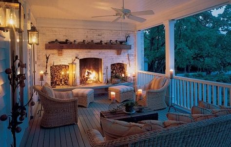 A Fireplace Porch | 27 Things That Definitely Belong In Your Dream Home Casa Exterior, Outside Living, Dream Home Ideas, Style At Home, My Dream House, The Porch, Outdoor Fireplace, Outdoor Rooms, Design Case