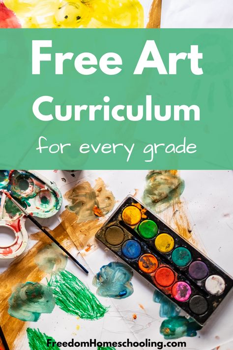 Free homeschool art curriculum for every grade. Includes tutorials for painting, drawing, crafts, and more. Also includes art appreciation and art history. Homeschool Art Lessons Elementary, 2nd Grade Art Curriculum, Art Lessons For Homeschoolers, Homeschool Co Op Art Ideas, First Grade Homeschool Art Projects, Art Lessons For Beginners, Art Homeschool Ideas, Homeschool Art Projects Kindergarten, Homeschool Art Class Ideas