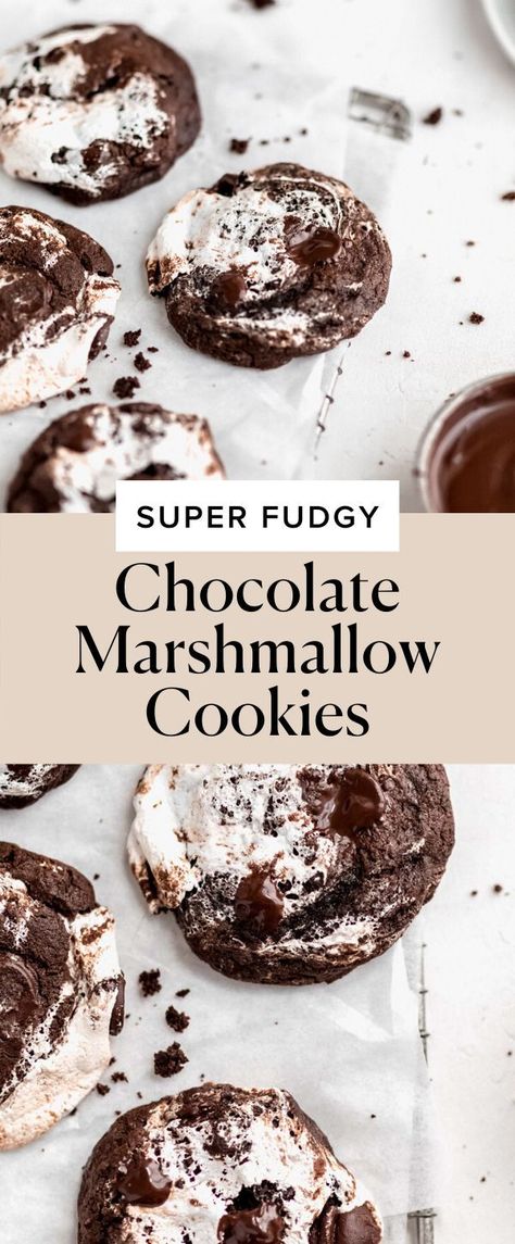 Chocolate Marshmallow Cookies, Broma Bakery, Marshmallow Cookies, Chocolate Marshmallow, Double Chocolate Cookies, Chocolate Marshmallows, Marshmallow Fluff, Bakery Recipes, Double Chocolate