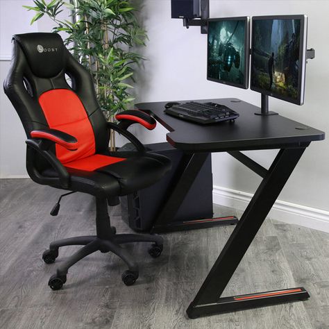 Z shaped gaming desk on Behance Gaming Table Design, Computer Table Design Ideas, Dream Apartments, Warm Home Aesthetic, Computer Table Design, Cool Lock Screen Wallpaper, Price Calculator, Smart Table, Computer Desk Setup