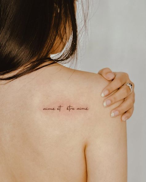 aime et être aimé - Always love to the best you can, and the people that best matches your soul will give your love back to you

tattoo design by @yoko.ink Minimal Tattoo, Tattoo Fonts, Neck Tattoo, Shoulder Tattoo, Back Tattoo, Ink Art, Arm Tattoo, Tattoo Design, Tattoo Quotes