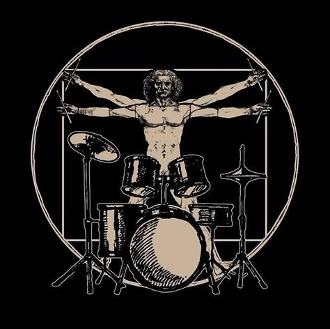 Metal Music Art, Drummer Art, Music T Shirts, Drum Tattoo, Tattoo For Boyfriend, Drummer T Shirts, Drums Art, Vitruvian Man, Music Artwork