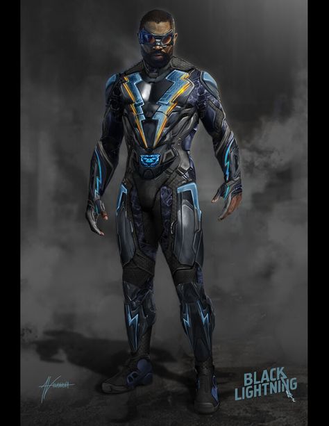 Black Lightning Static Shock, Lightning Art, Captain America Movie, Black Comics, Univers Dc, Marvel Cosplay, Dc Comics Artwork, Superhero Characters, Black Lightning