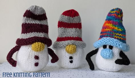 Small Snowmen with Beanie Hats - Cool Denim - make and create Free Knitted Flower Patterns, Knitted Poppy Free Pattern, Beginner Knitting Patterns Free, Knitted Poppies, Free Knit Shawl Patterns, Knit Shawl Patterns, Hat Knitting Patterns Free, Knitted Heart Pattern, Baby Hat Knitting Patterns