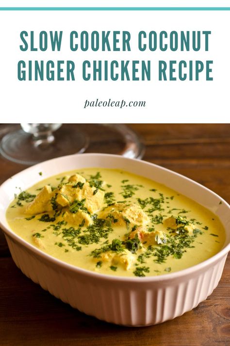 Crockpot Ginger Chicken, Coconut Ginger Rice And Chicken, Coconut Ginger Chicken, Slow Cooker Paleo Recipes, Mushroom Chicken Crockpot, Slow Cooker Coconut Curry Chicken, Paleo Slow Cooker Recipes, Ginger Chicken Recipes, Coconut Milk Chicken