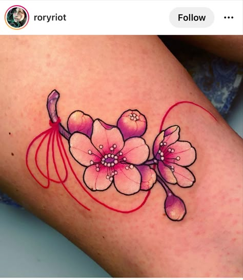 Neo Traditional Cherry Blossom, Simple Cherry Blossom Tattoo, Cherry Flower Tattoo, Sakura Tattoo Design, Sakura Flower Tattoo, Orchid Flower Tattoos, Charm Tattoo, Koi Tattoo Design, Sakura Tattoo