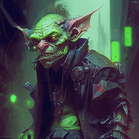 Cyberpunk Goblin, Shadowrun Game, Shadowrun Characters, Nerd Cave, Token Board, Space Fantasy, Dnd Characters, Character Portraits, Larp